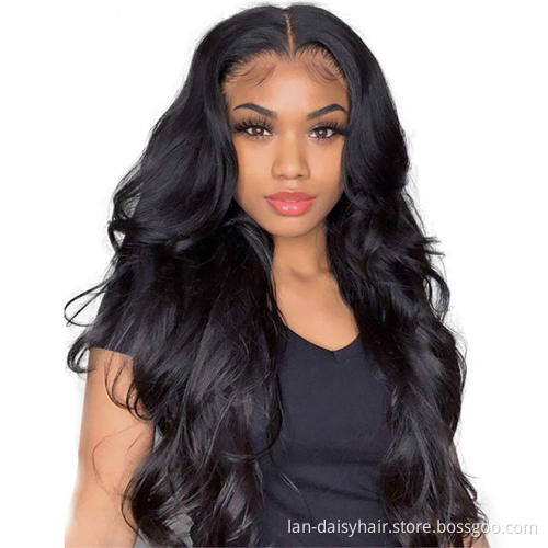Brazilian Virgin Human Hair Body Wave  Lace Frontal Wig 13x4 Transparent 150% HD Lace Closure Wig For Women In Wholesale